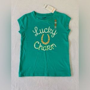 GYMBOREE -NWT GIRLS 5-6- “LUCKY CHARM”TEE ST PATRICKS DAY☘️